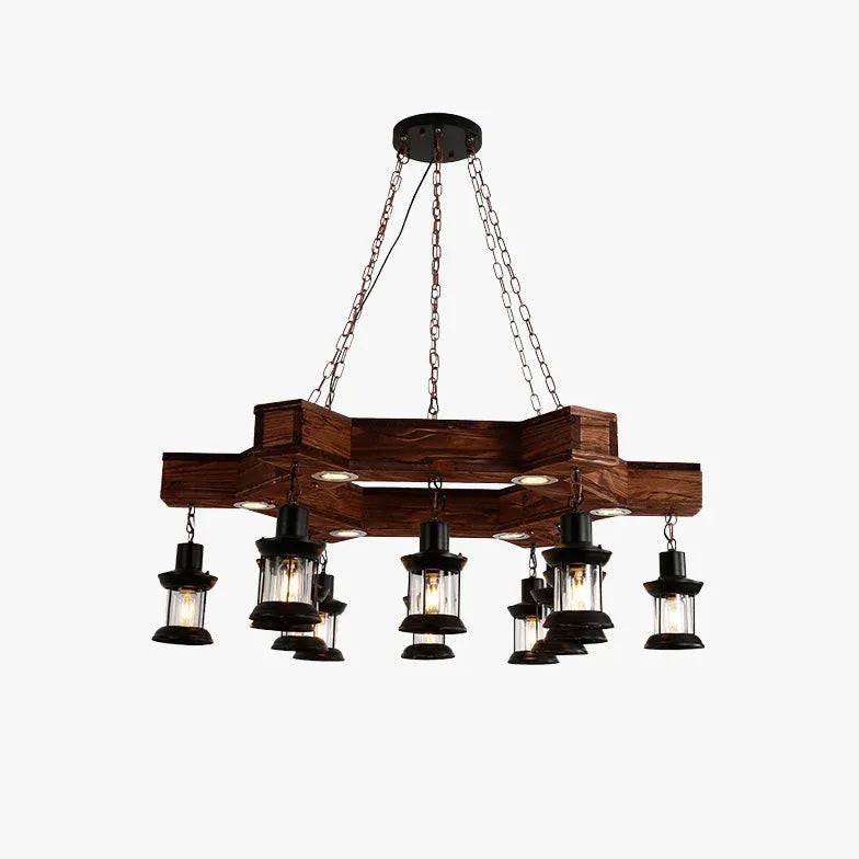 Ship-Shaped Wooden Dining Room Industrial Chandelier