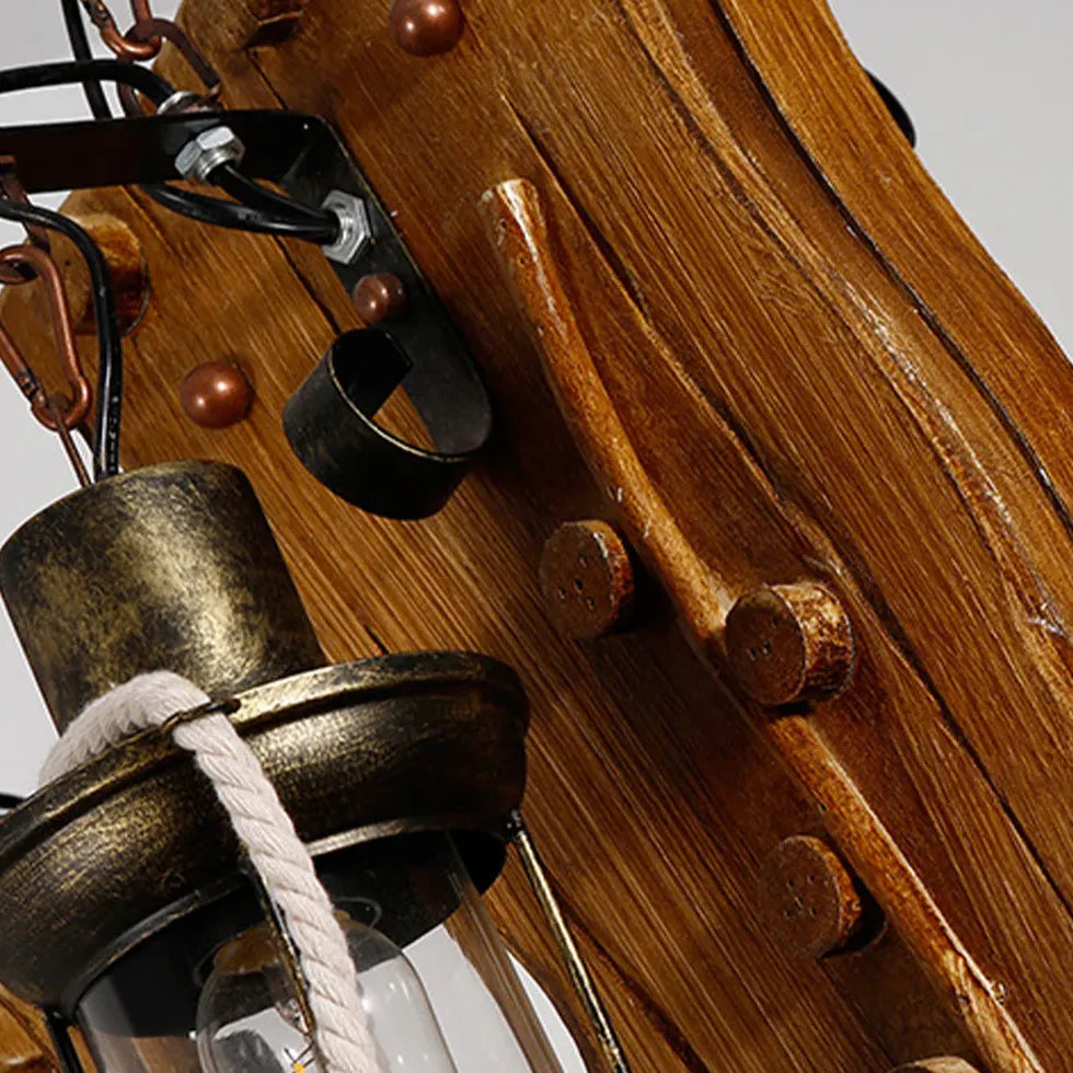 Anchor-Shaped Wooden Vintage Lantern Pendant Light