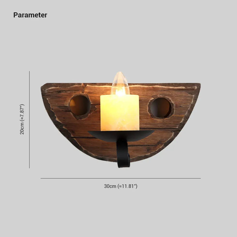 Half Smile Candle Wood Vintage Wall Lights