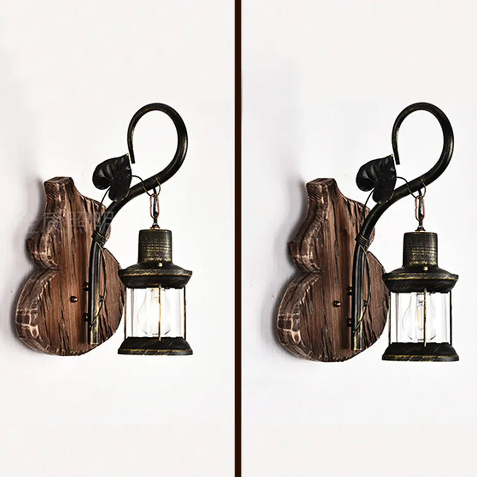 Cucurbits Lantern Wood Vintage Wall Lights