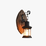Lantern-Shaped Vintage Wooden Wall Light