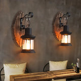 Lantern-Shaped Vintage Wooden Wall Light