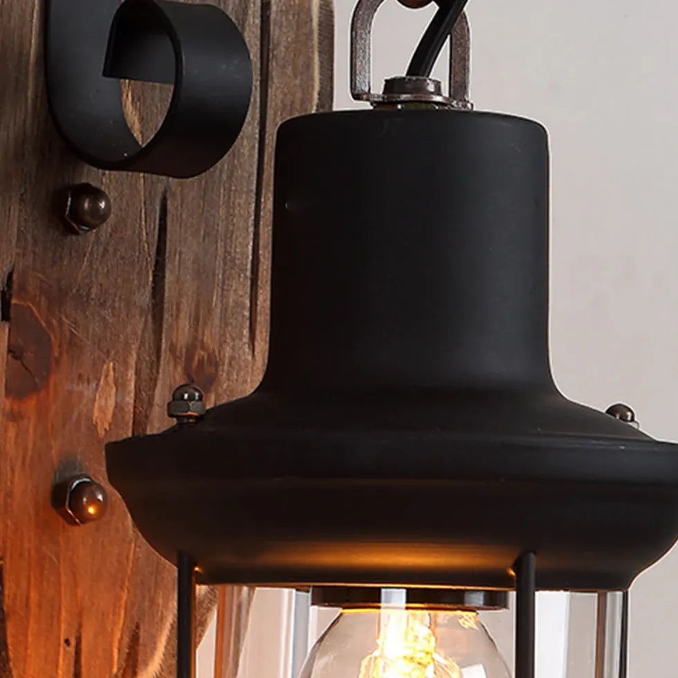 Lantern-Shaped Vintage Wooden Wall Light