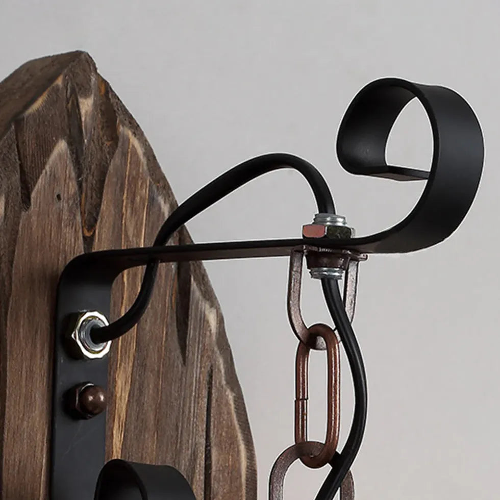 Lantern-Shaped Vintage Wooden Wall Light