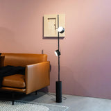 Dual-Head Adjustable Direction Black Plug-In Floor Lamp