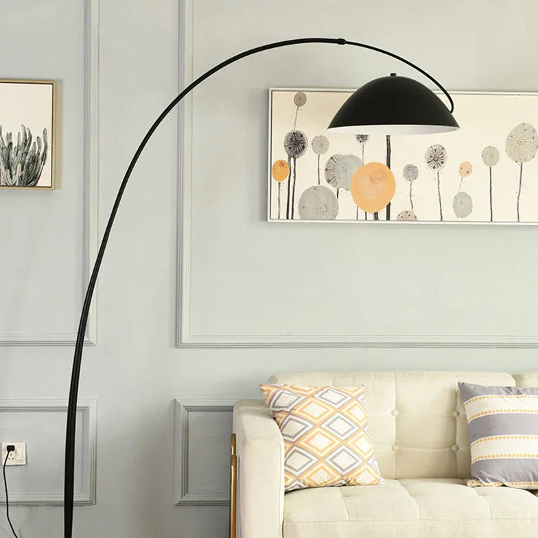 Arched Floor Lamp with Black Hanging Shade