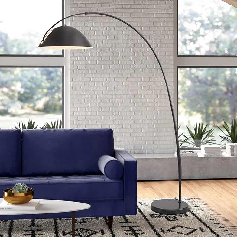 Arched Floor Lamp with Black Hanging Shade