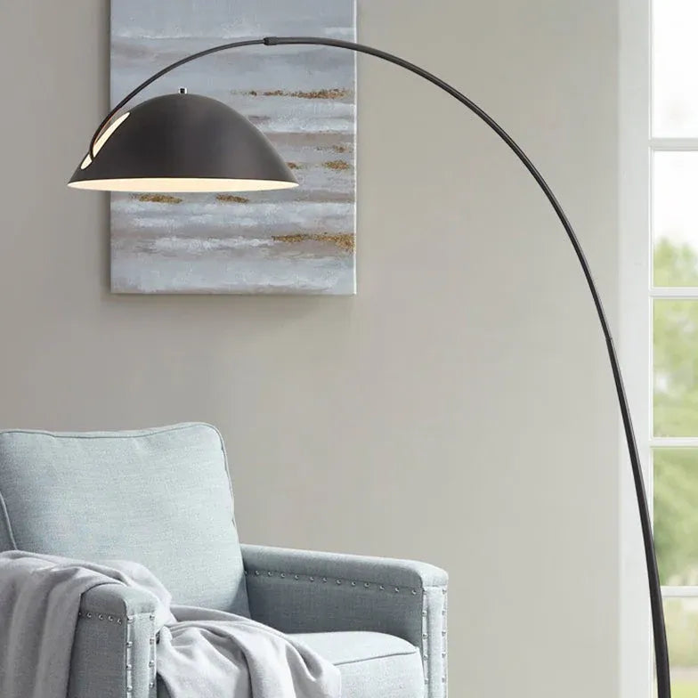 Arched Floor Lamp with Black Hanging Shade