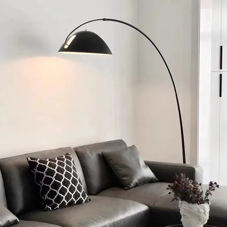 Arched Floor Lamp with Black Hanging Shade