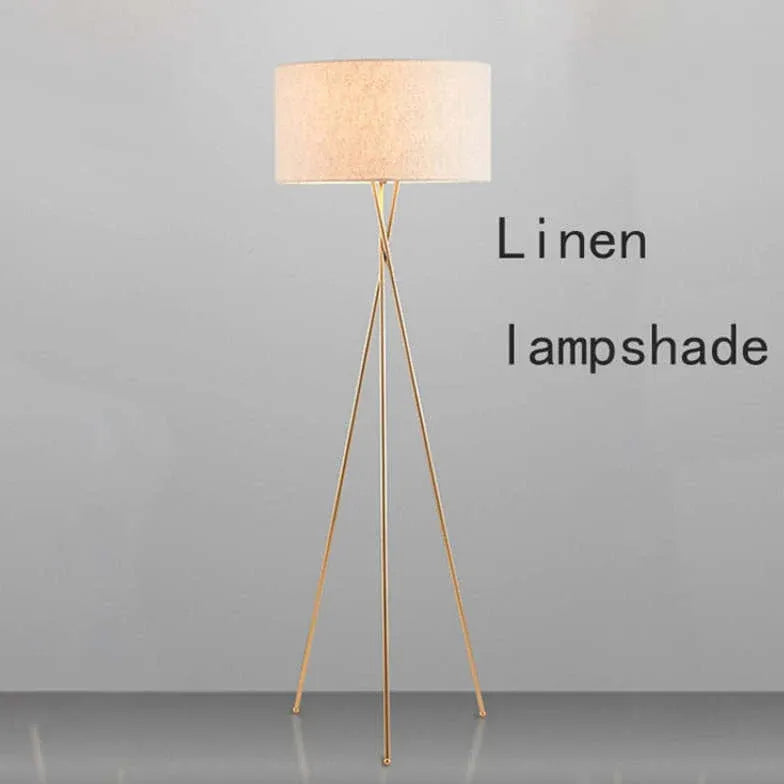 Beige Round Shade Tripod Floor Lamp