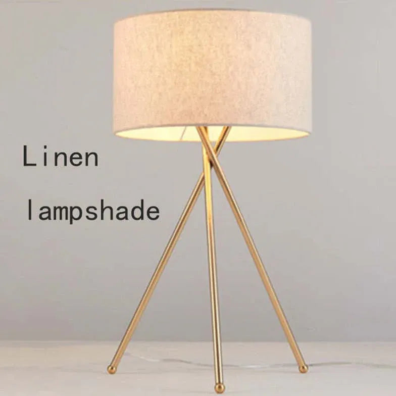 Beige Round Shade Tripod Floor Lamp