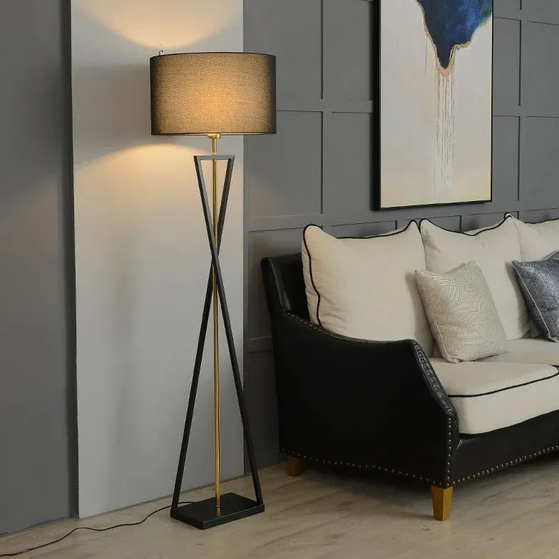 Cylindrical Crossed Tripod Floor Lamp