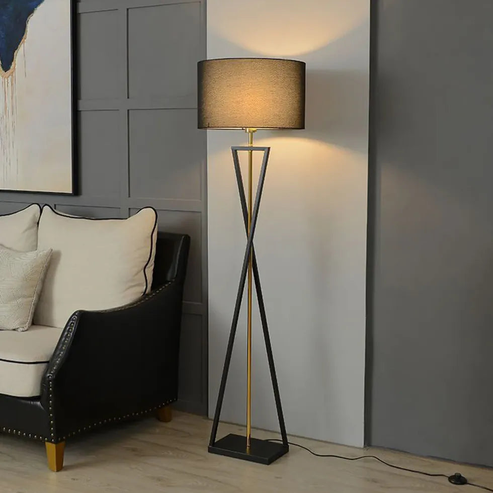 Cylindrical Crossed Tripod Floor Lamp