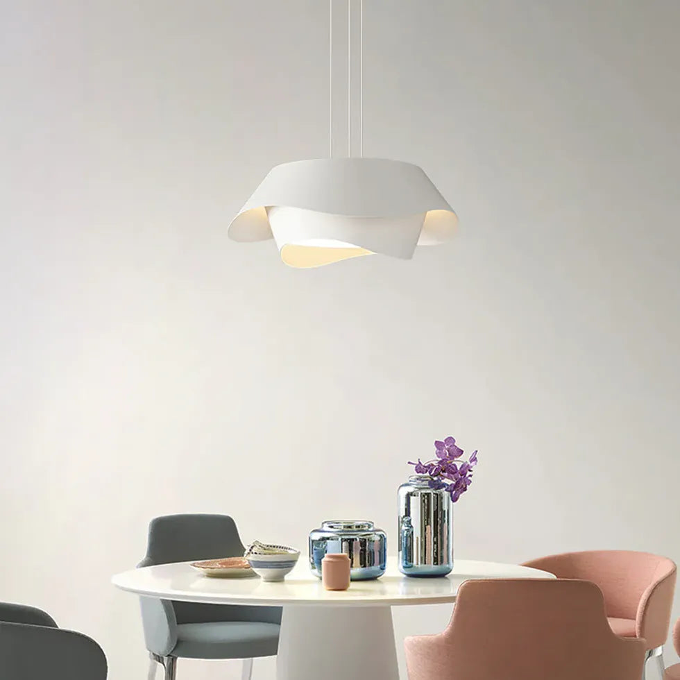 Dual-Layer Wave Design White Dining Room Pendant Light