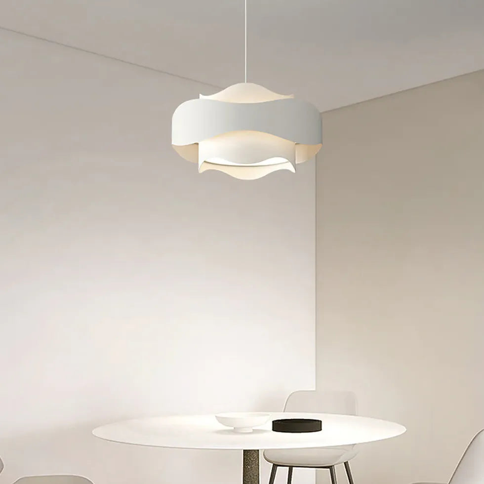 Dual-Layer Wave Design White Dining Room Pendant Light