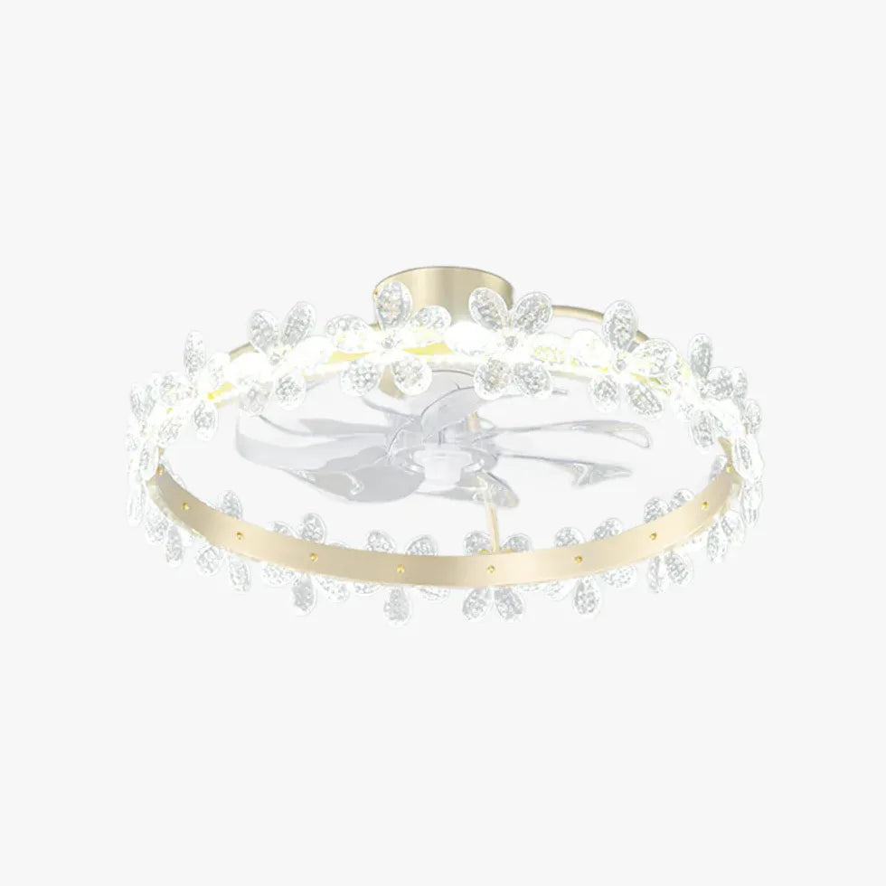 Gold Floral Ring Frame Ceiling Fan Light