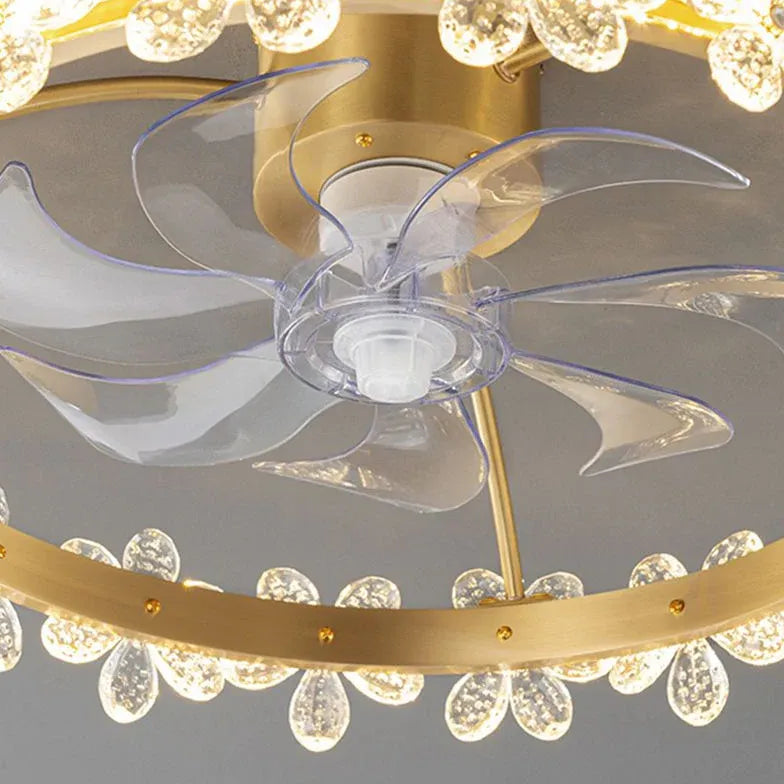 Gold Floral Ring Frame Ceiling Fan Light