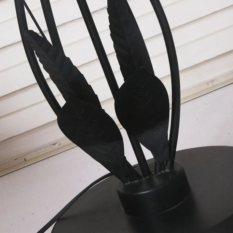 Flower-Shaped Shade Black Metal Floor Lamp