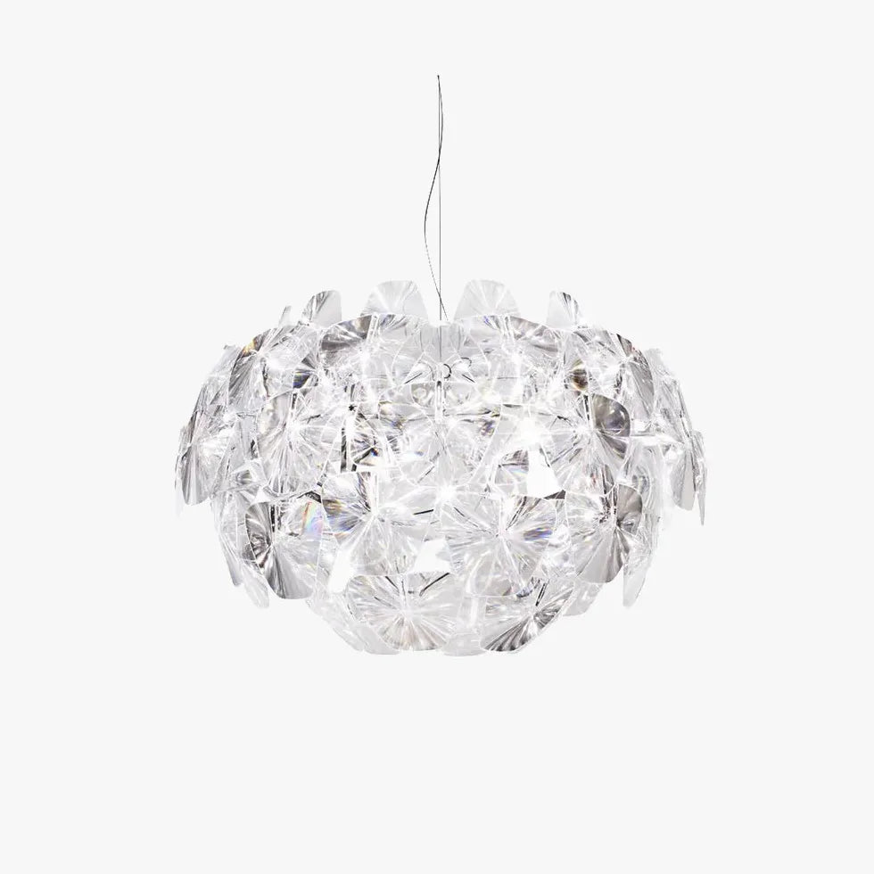 Crystal-adorned Spherical Modern White Pendant Light