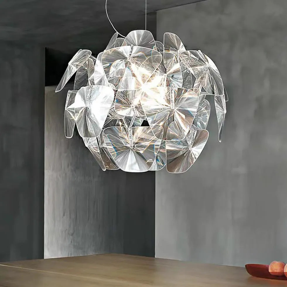 Crystal-adorned Spherical Modern White Pendant Light