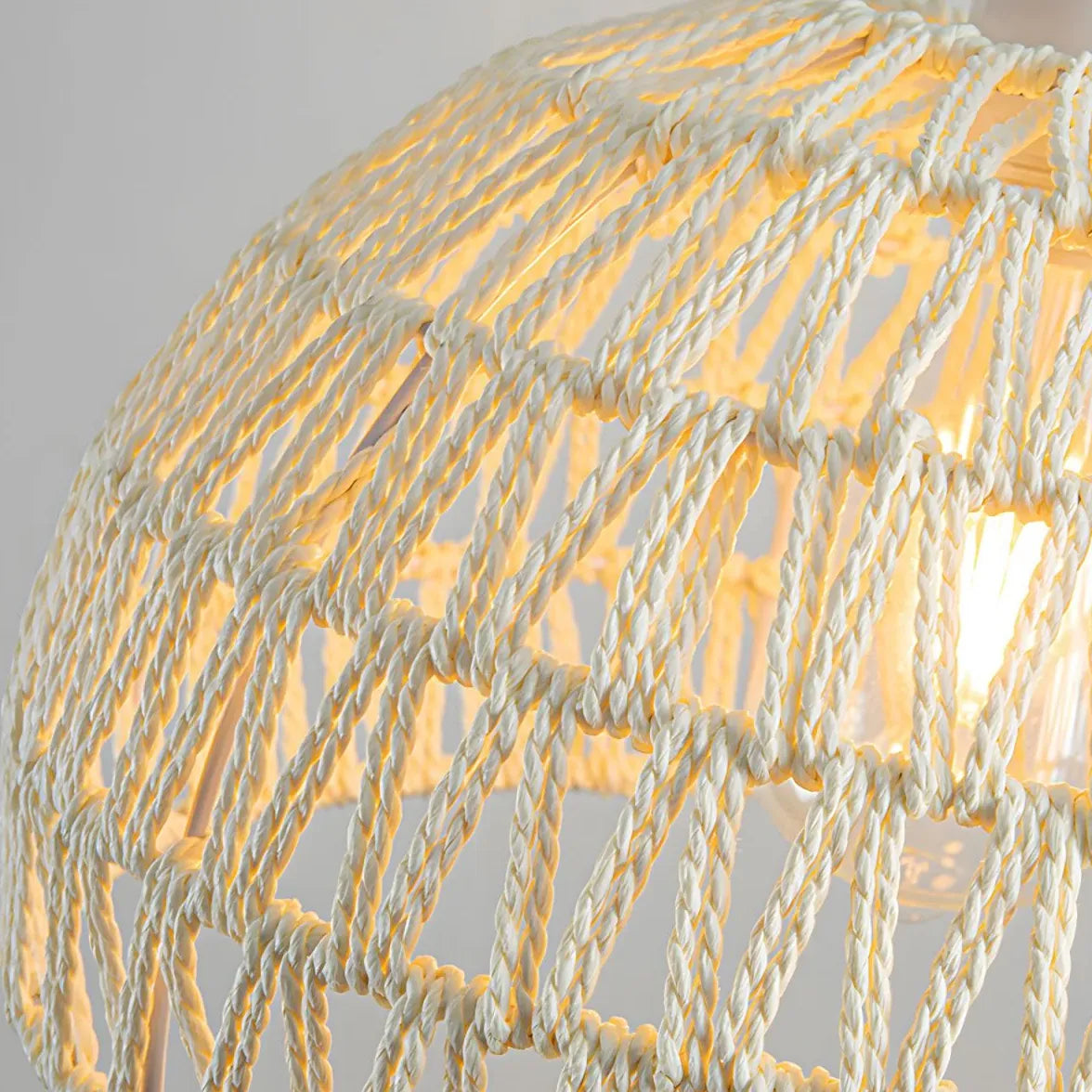 Rattan Woven Round Lampshade Vintage Pendant Light