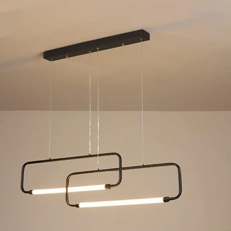 Rectangular Frame Black LED Dining Room Pendant Light