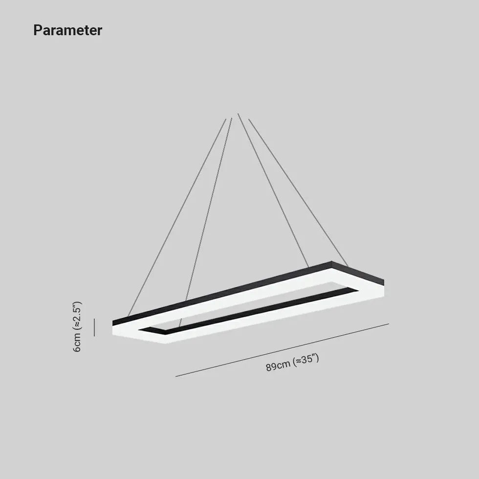 Rectangular Black LED Office Pendant Light