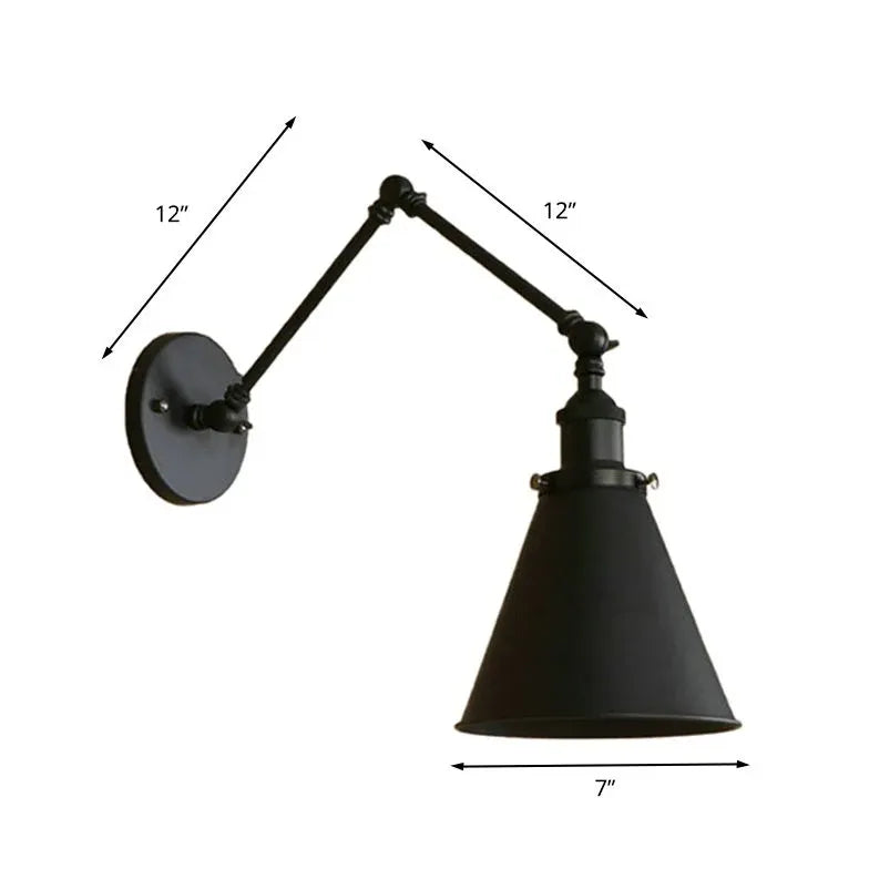 Cone Lampshade Swing Arm Vintage Wall Lights