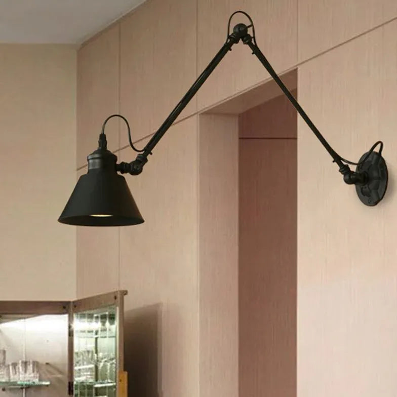 Swing Arm Wall Light Black Bedroom