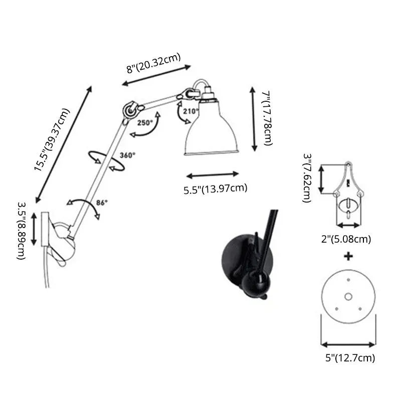 Industrial Adjustable Plug in Wall Lights