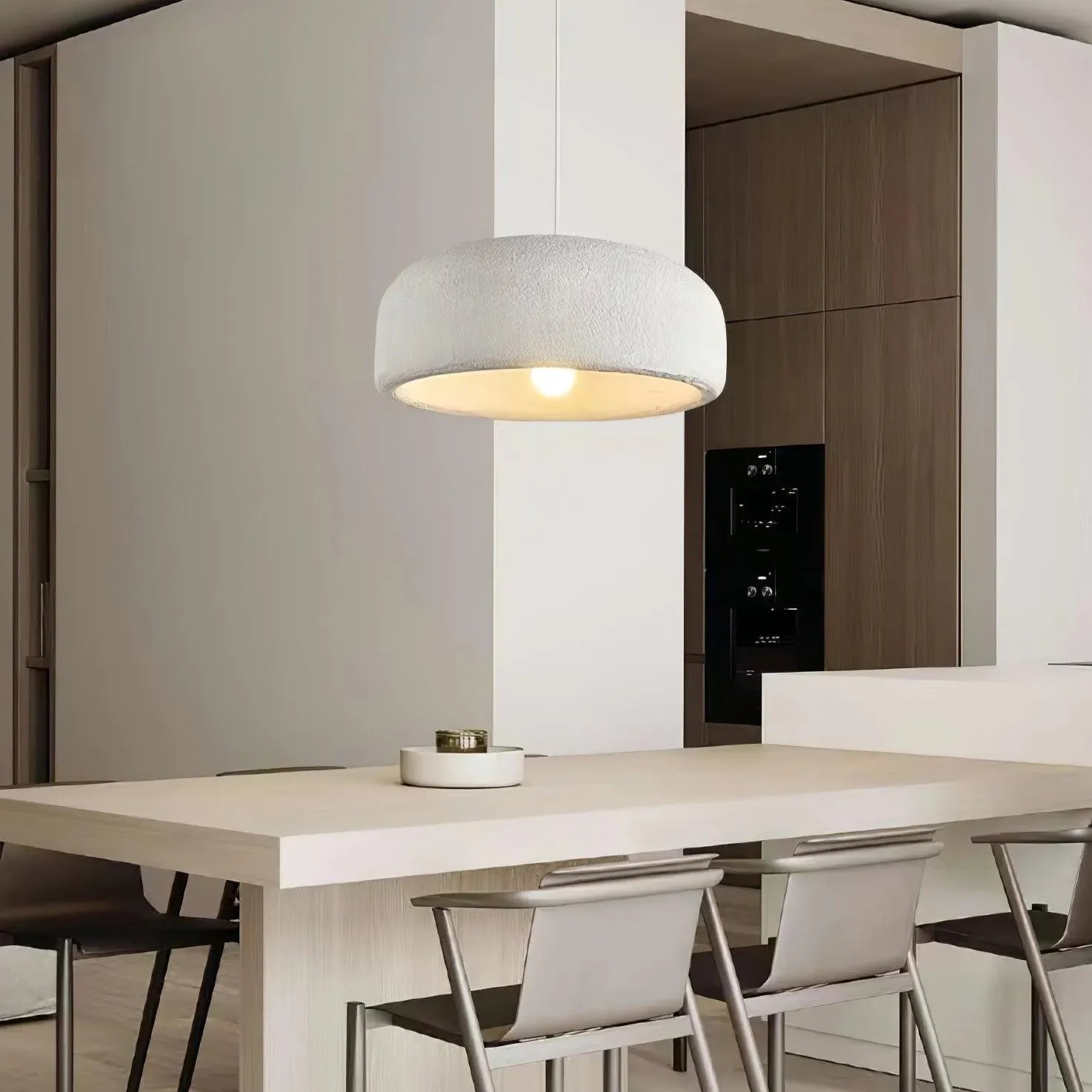 Round Minimalist Modern White Pendant Light