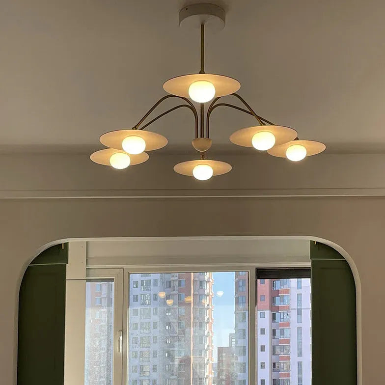 Disc-Shaped Multi-Head Lampshade Branch Chandelier