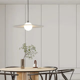 Flat Ring-shaped Lampshade White Dining Room Pendant Light