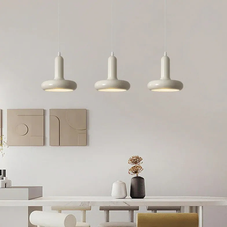 Sleek Rounded Design White Dining Pendant Light