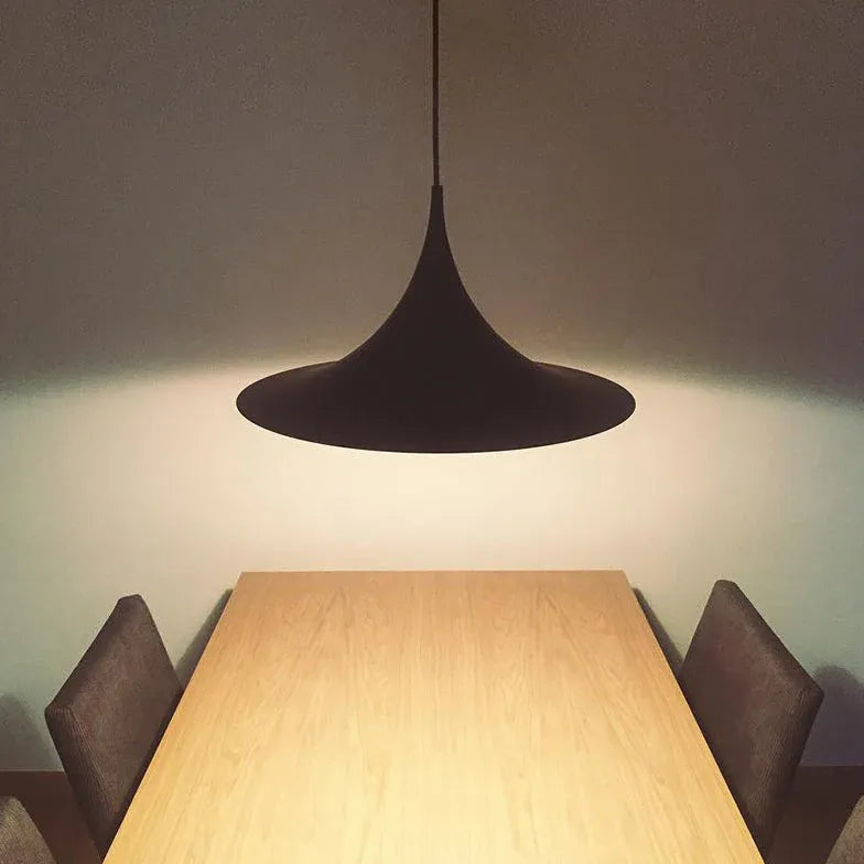 Trumpet-Shaped Modern Black LED Pendant Light