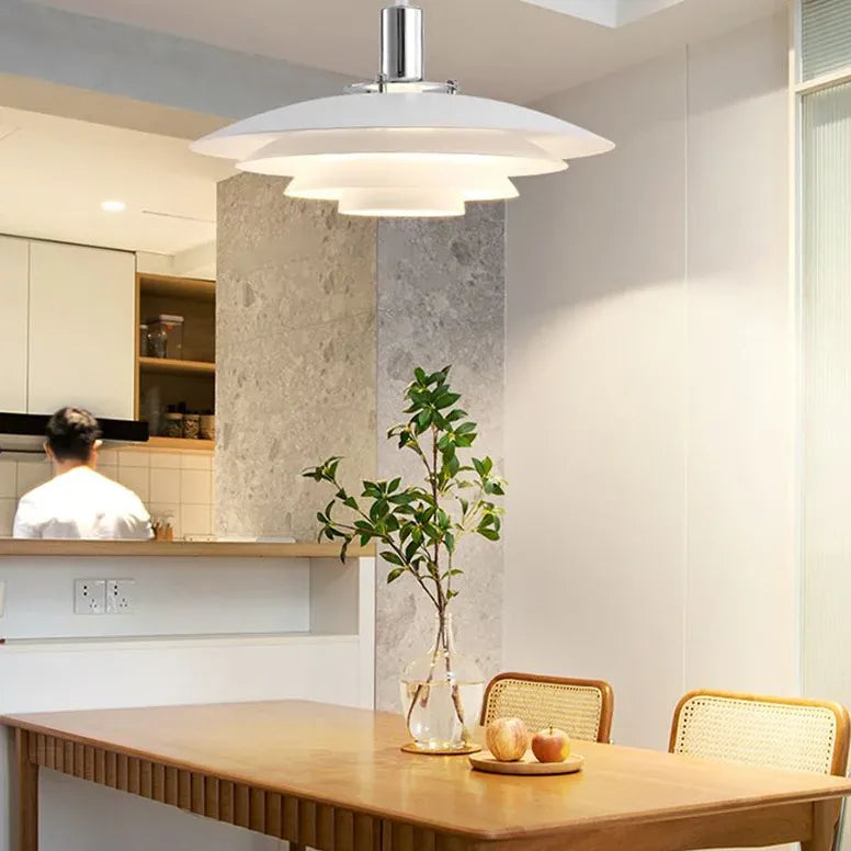 Four-layer White Lampshade Aluminum Pendant Light