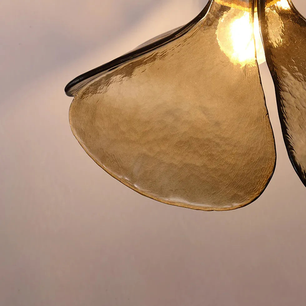 Clover-shaped Amber Glass Vintage Pendant Light