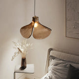 Clover-shaped Amber Glass Vintage Pendant Light