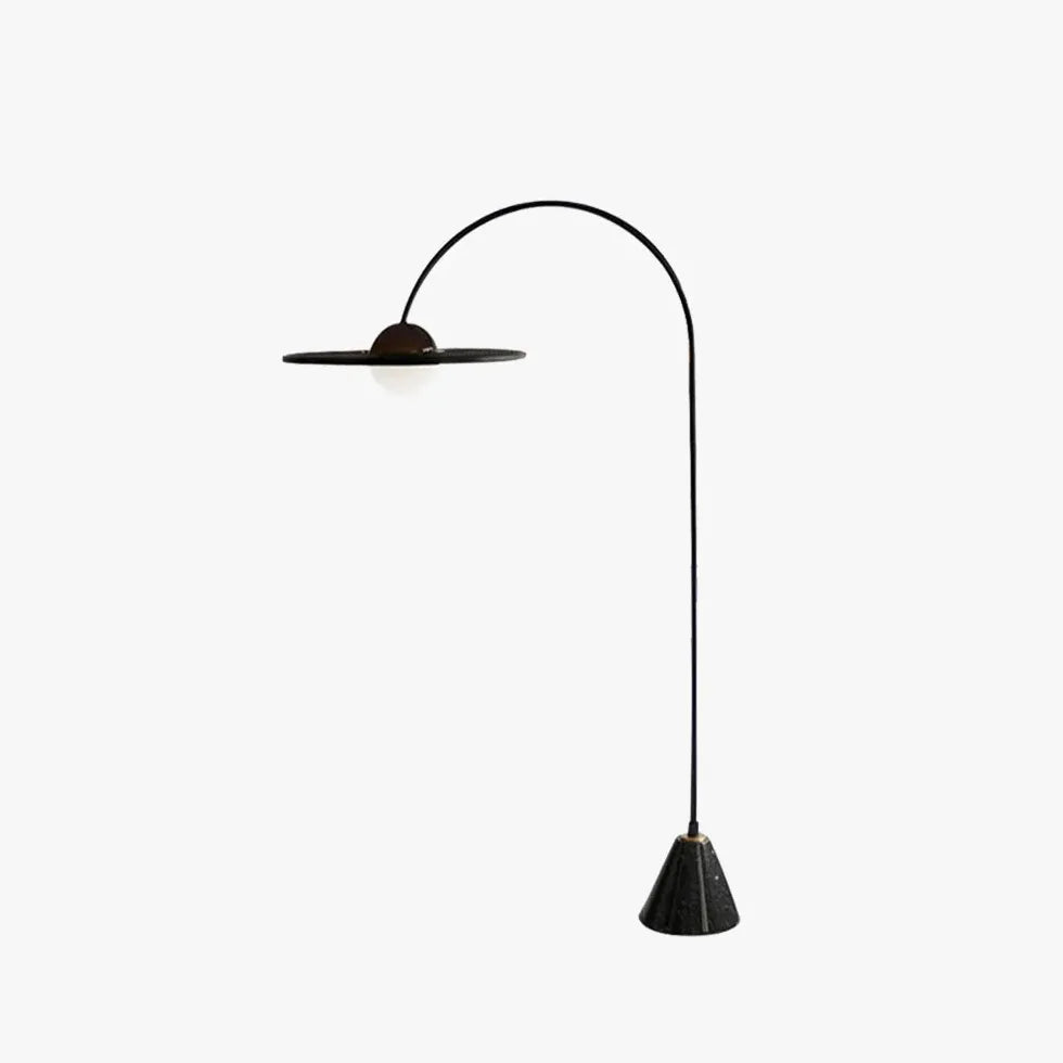 Black Round Shade Arc Floor Lamp