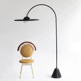 Black Round Shade Arc Floor Lamp