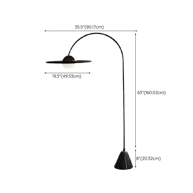 Black Round Shade Arc Floor Lamp