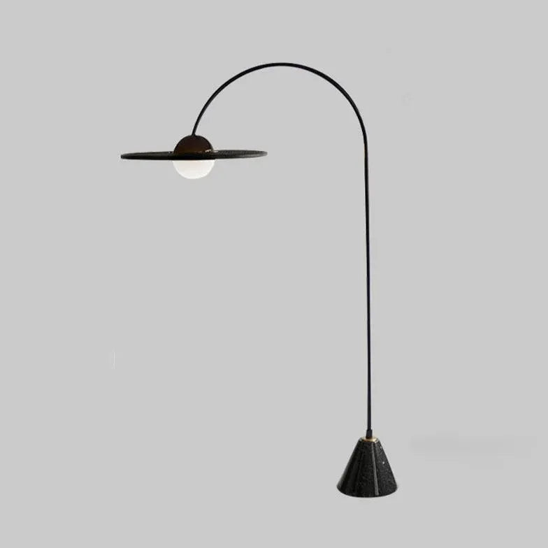 Black Round Shade Arc Floor Lamp