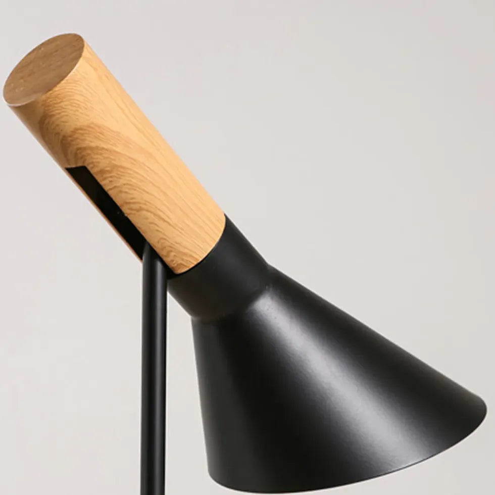 Wooden Cone Black Slim Floor Lamp