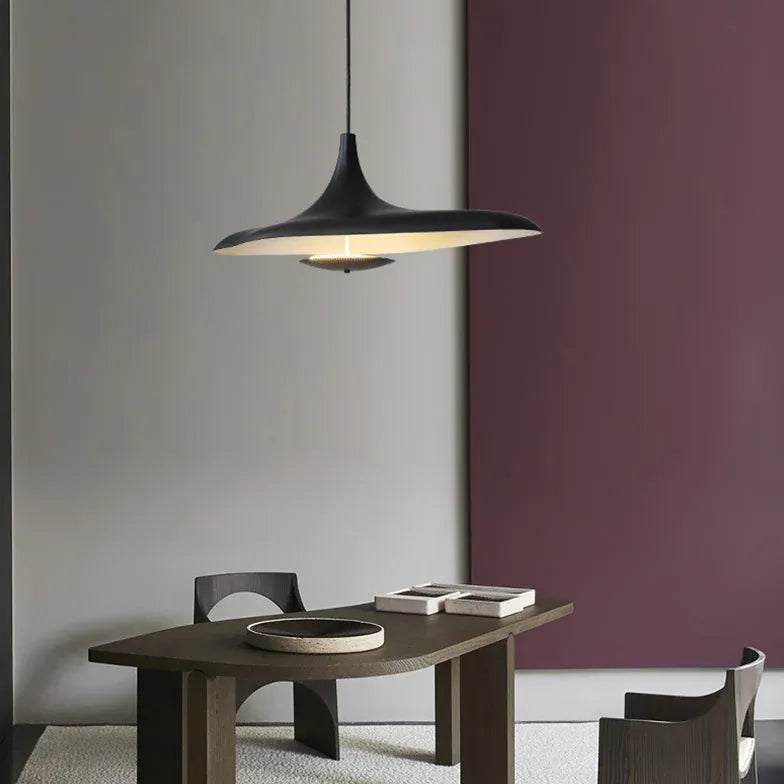 Long Frisbee Black Modern Pendant Light