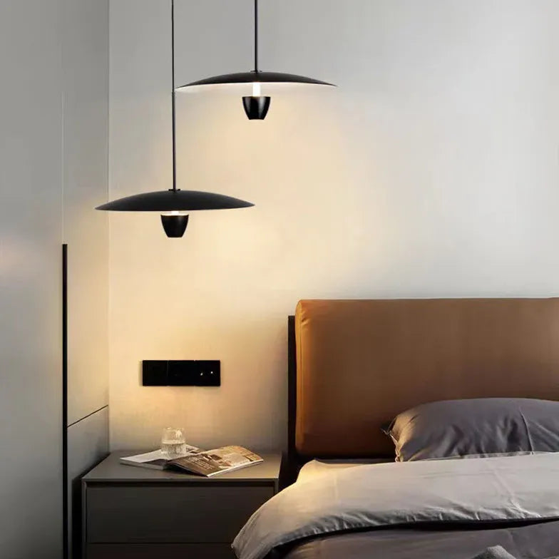 Black Disc-Shaped Modern Single-Head Pendant Light