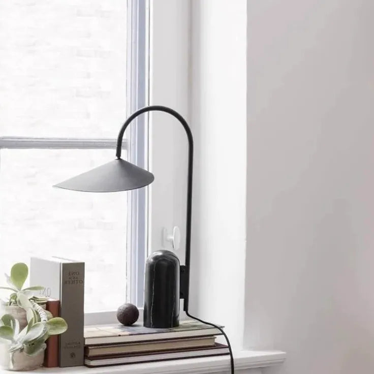 Umbrella-Shaped Black Arc Floor Lamp