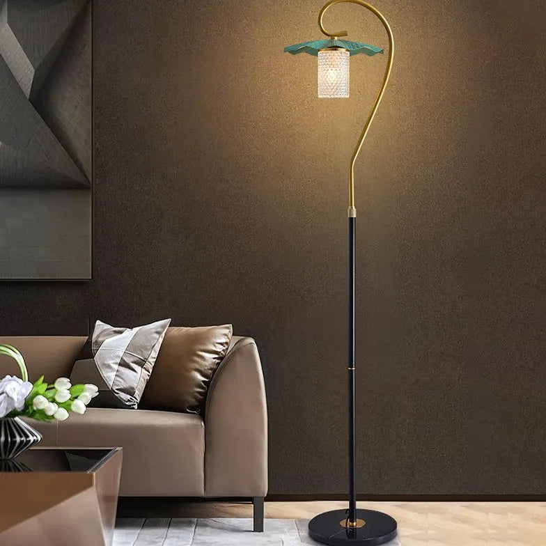 Curved Design with Attached Table Floor Lamp