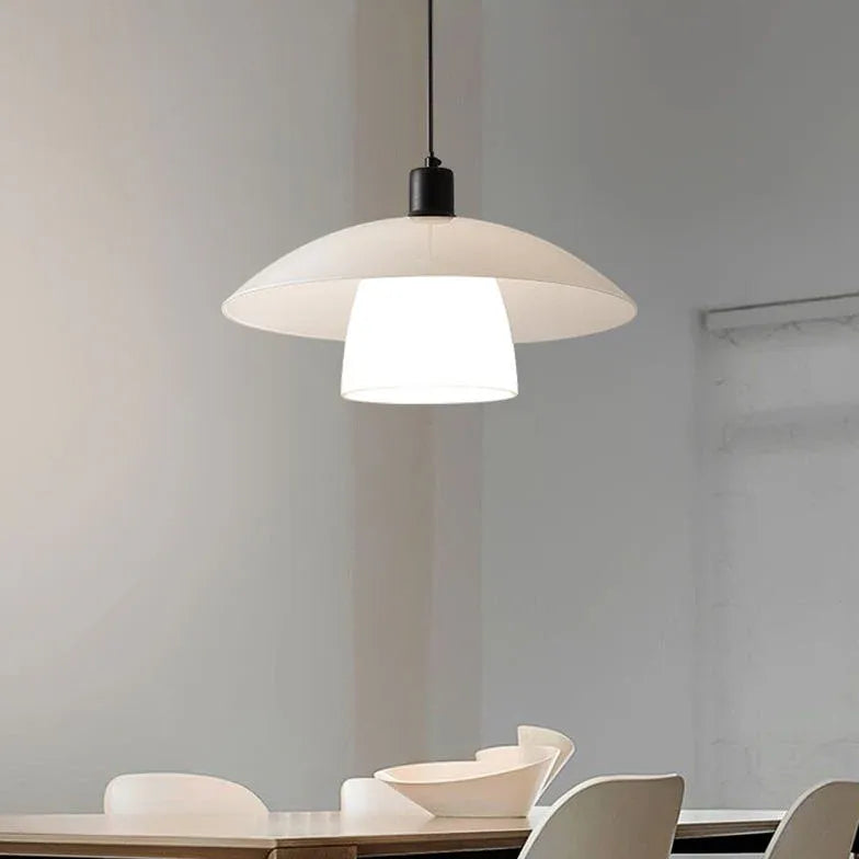 Double Layer White Shade Glass Pendant Light