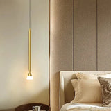 Gold Linear Minimalist Single Head Bedroom Pendant Light