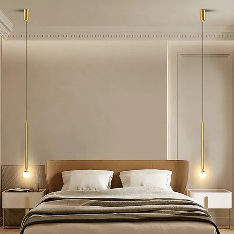 Gold Linear Minimalist Single Head Bedroom Pendant Light